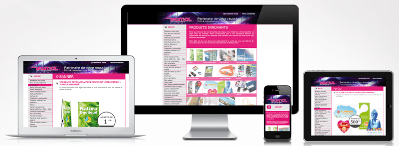 image représentant le responsive du site web de print.bigstick.fr sur tablette, desktop, et smartphone